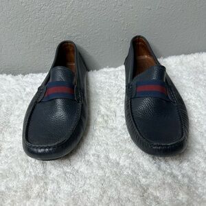 Mercanti Fiorentini Ribbon Driver Loafers Navy Leather Size 9M Brazil